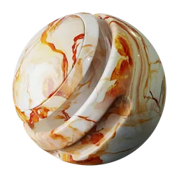 Vibrant orange polished marble PBR material with warm tones and orange veins for 3D rendering in Blender and other apps.