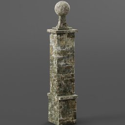 "Enhance your 3D graveyard scenes with a high-quality stone pillar model for Blender 3D. Perfect for adding a touch of elegance to your project and featuring a ball sculpture on top. From the Graveyard Pillar 02 fence category in BlenderKit."
