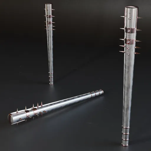 Low poly 3D mace model with high-quality metal materials, suitable for war game designs and Blender 3D projects.
