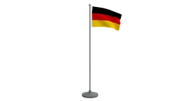 Low poly Blender 3D model of an animated German flag on a pole, optimized for CG visualizations.