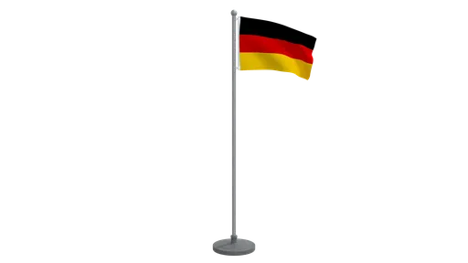 Low poly Blender 3D model of an animated German flag on a pole, optimized for CG visualizations.