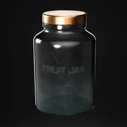 Realistic 3D-rendered glass fruit jar with adjustable color and transparency, created in Blender.