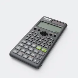 Realistic 3D model of a scientific calculator with textured buttons and display, perfect for Blender 3D projects.