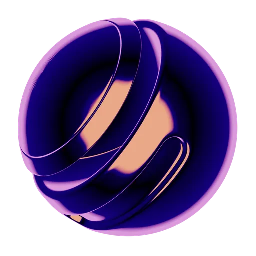 High-quality render of Purple Iridescent PBR material with complex reflections for 3D Blender projects.
