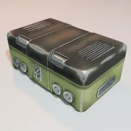 Detailed 3D model of a textured military-style hardcase with high-resolution 4K PBR materials, suitable for Blender rendering.