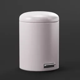 Realistic 3D model of a closed bathroom trash bin, designed for Blender with PBR textures.