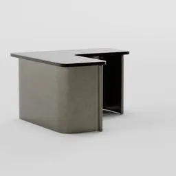 Detailed 3D render of a modern corner table with metallic frame for Blender artists and designers.