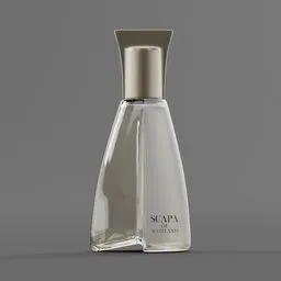 Detailed 3D Blender model of a women's perfume bottle with metallic cap and label.