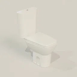 Detailed 3D model rendering of a closed modern toilet seat, designed for use in Blender, with soft lighting and shadows.
