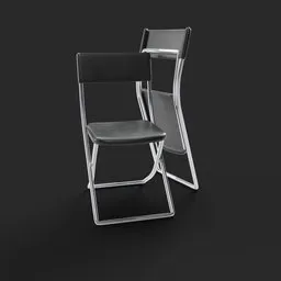 Detailed 3D model of a foldable chair, compatible with Blender, featuring keyframe animation for folding function.