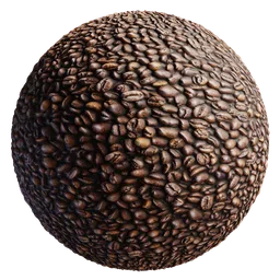 High-resolution PBR texture of coffee beans material for 3D rendering in Blender and other software.