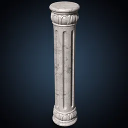 Detailed 3D column model with textures, UV mapping, suitable for Blender animation and game design.