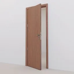 High-quality interactive oak door model with detailed texture, movable parts for Blender 3D projects.