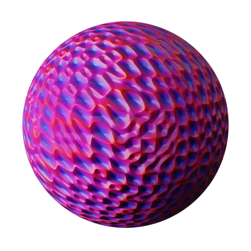 Vibrant pink and blue PBR material with an abstract wavy texture for 3D models in Blender and other applications.