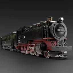Steam Locomotive With Cars
