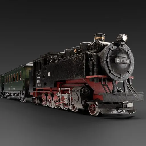Steam Locomotive With Cars
