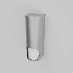 Realistic silver Blender 3D model of a wall-mounted toilet paper holder for bathroom decor visualization.