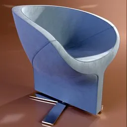 Elegant 3D cocktail chair model with chrome base and blue fabric upholstery, suitable for Blender rendering.