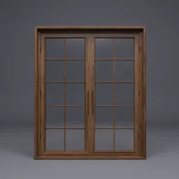 Detailed vintage wooden window 3D asset with textures, ideal for realistic architectural visualization in Blender.