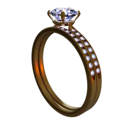 Highly detailed Blender 3D model showcasing a golden engagement ring with a large diamond and pavé setting.