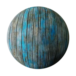 High-resolution aged blue wooden planks PBR texture for 3D Blender materials.
