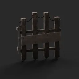 Rustic 3D wooden fence asset, textured for realistic aging and wear, perfect for Blender 3D modeling and scenes.