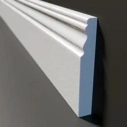 Detailed white skirting 3D model with PBR textures for architectural rendering in Blender.