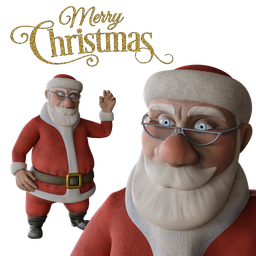 3D Santa Claus model rigged for Blender, waving with a cheerful pose, perfect for Christmas animations.