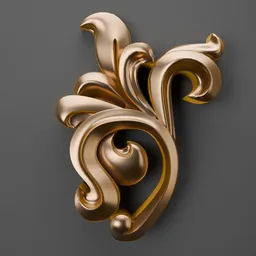High-detail classic ornament 3D model for Blender with elegant curves and glossy bronze finish, ideal for enhancing architectural scenes.