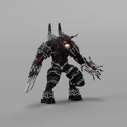 Detailed 3D model of a lava-themed golem with glowing elements, ideal for Blender animation projects.