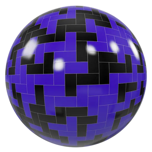 High-resolution PBR material for 3D artists featuring purple and black glossy tiles suitable for Blender and other 3D applications.