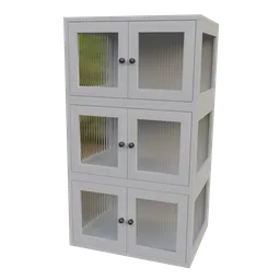 Modern 3-layer white shoe cabinet 3D model featuring Changhong glass, designed for Blender Cycles rendering.