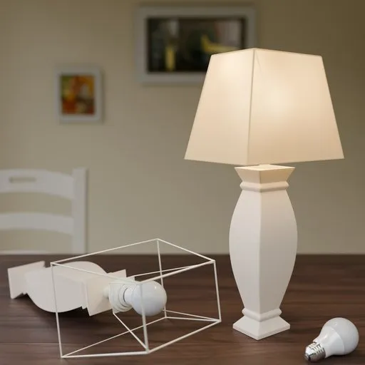 Detailed 3D model showcasing a ceramic lamp with beige shade, perfect for Blender rendering and 3D design projects.