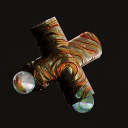 Abstract Swirled Glass Cross & Spheres