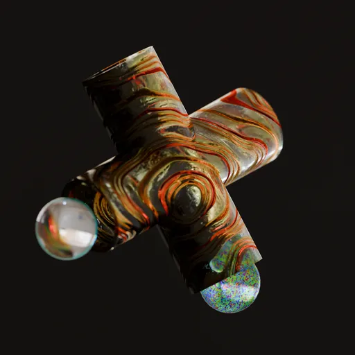 Abstract Swirled Glass Cross & Spheres