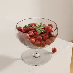 Glass Bowl of Fresh Strawberries