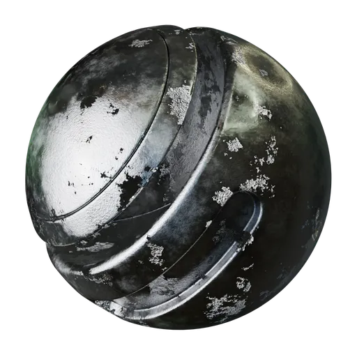 High-resolution procedural weathered silver texture for realistic PBR shading in 3D models, suitable for Blender and other 3D software.