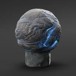 Intricate 3D-printable alien artifact with electric blue accents, designed for Blender rendering and physical sculpture creation.