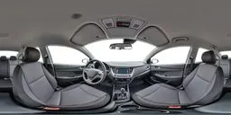 360-degree HDR image showcasing the detailed leather interior and dashboard of a luxury car.