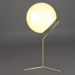Minimalist 3D-rendered sphere lamp on slender rods, ideal for Blender 3D artists seeking contemporary lighting models.