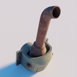 "Rusted pipe and debris of an exhaust cover, a 3D model for Blender 3D concept art. This construction-themed model showcases a combustion engine with a rusted pipe protruding from a hole in the ground. Perfect for creating realistic industrial scenes and exploring the art of 3D modeling in Blender."