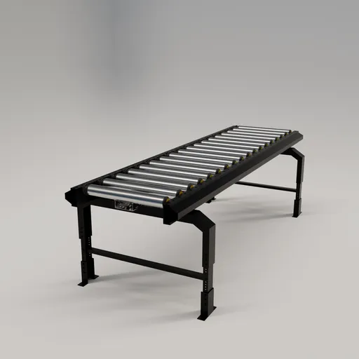 3D model of a black industrial conveyor, designed for Blender rendering, suitable for factory settings.