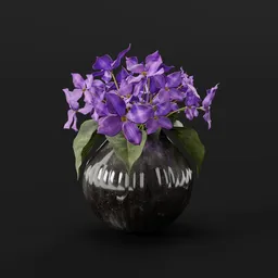 Purple Clematis Ceramic Vase
