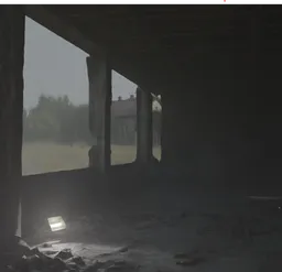 Derelict industrial interior HDR with dynamic lighting and atmospheric haze for 3D scene rendering