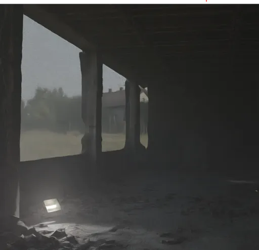 Derelict industrial interior HDR with dynamic lighting and atmospheric haze for 3D scene rendering
