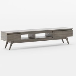 "TV Cabinet 180 ESMEE - Wooden entertainment center with sleek legs and a shelf in a grey industrial design. Perfect for Blender 3D projects. 3D model by Tikamoon."
