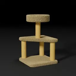 Realistic 3D cat tree model for Blender, textured with procedural materials, ideal for cat condo or pet furniture renders.