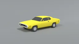 Yellow low poly 1971 Plymouth Satellite Sebring model, Blender 3D ready, optimized for CG visualization.