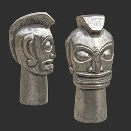 Tiki God Mohawk Warrior Statue Silver