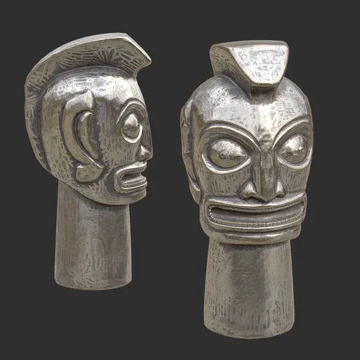 Tiki God Mohawk Warrior Statue Silver